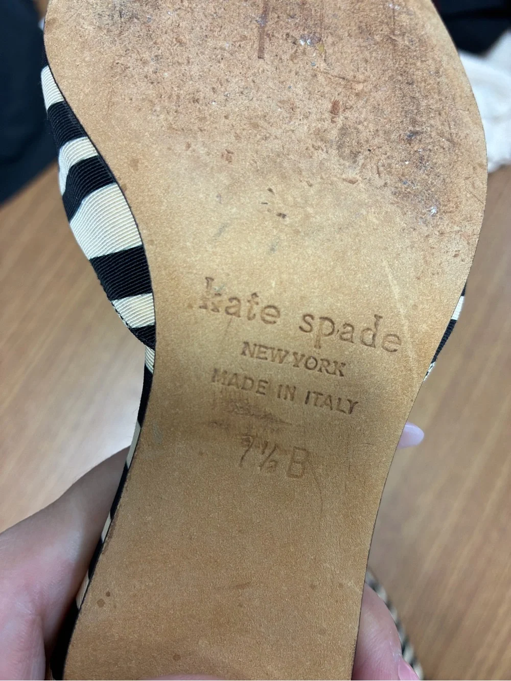 kate spade Black and Pink Striped Pointed-Toe Mule